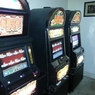 a row of slot machines