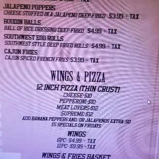the menu