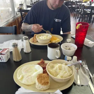 My son, Bert and I having a nice breakfast together.