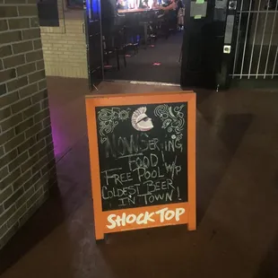a chalkboard sign