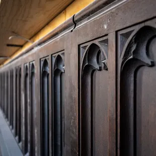 We re-purposed the old church pews and worked it into the bar design.