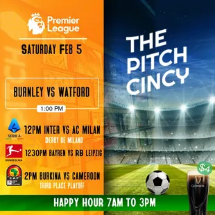 Open early on weekends for European Soccer matches! Come for coffee or a pint!