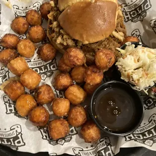 Pulled BBQ with sweet potato tater tots