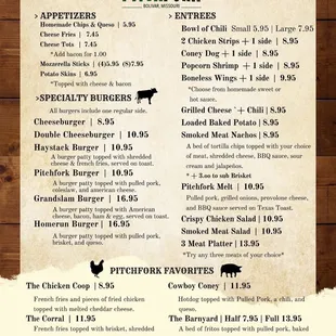 a menu for a restaurant