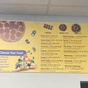 Pizza menu