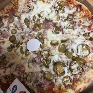 salami, jalapeños and mushrooms