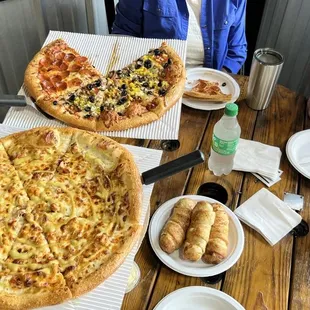 Aussie Pizza, Supreme, Pepperoni, Pepperoni Rolls
