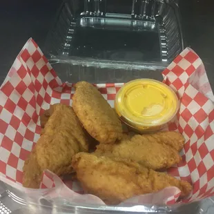 Try our new chicken strips, with your choice of sauce on the side!