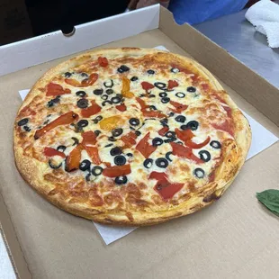 Pepper and olive pizza