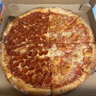 Half pepperoni half cheese