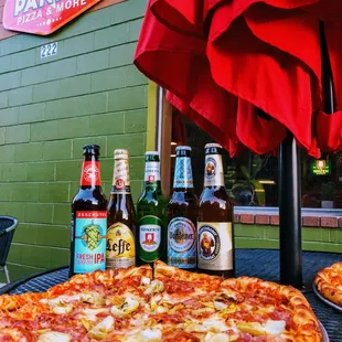 Outside Seating. Great tasting pizza with unique selections of beer and wine.