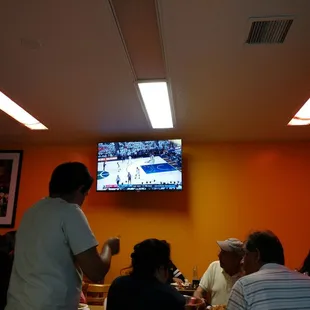 They have a TV with NBA playoffs on!