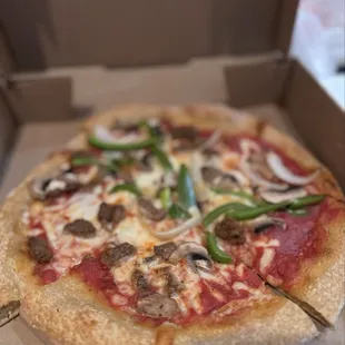 Build your own 8" w/ sausage, onions, pepper and mushrooms