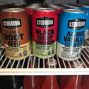 STUBBORN AGAVE VANILLA CREAM SODA, STUBBORN BLACK CHERRY TARRAGON SODA, STUBBORN CLASSIC ROOT BEER