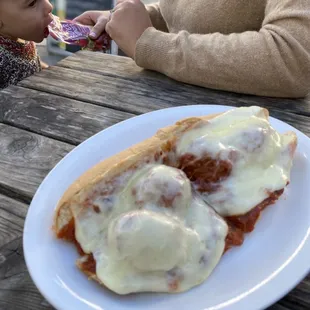 a toddler eating