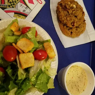 Salad and cherry jublee cookies