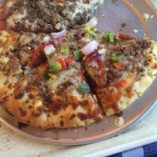 I made my own 8" like a supreme.  It was great and toppings were fresh