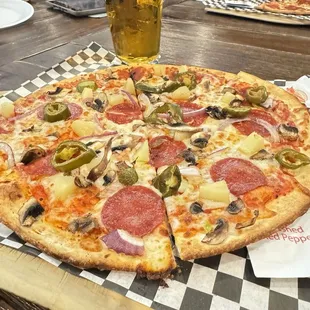 My favorite combo pizza and beer