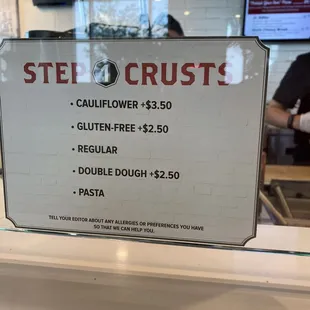 Crust options