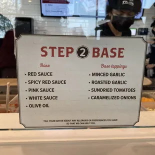 Sauce and Base options