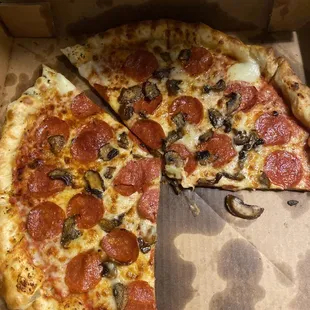 stuffed crust mushrooms and pepperoni