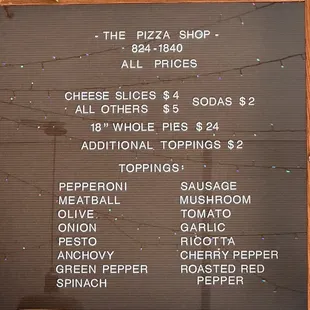 menu