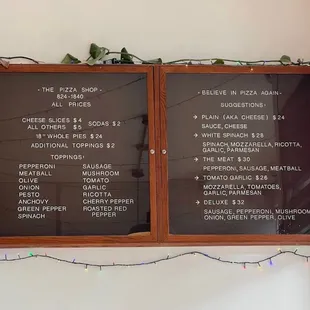 Menu (old photo so prices may have been updated)