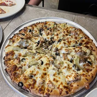 Mediterranean pizza with extra cheese