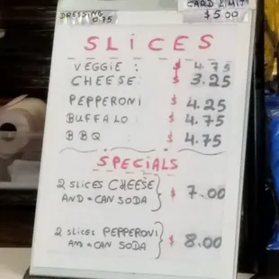Menu for Slice/Combo price
