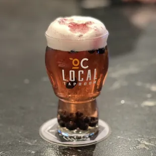 Cold refreshing 5% ABV Blueberry lager on tap @ The Pizza Store by OC Local!