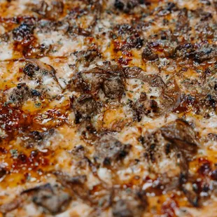 Hot honey meatball pizzas