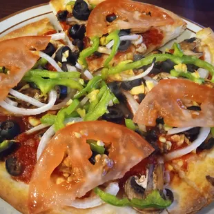 Vegetarian pizza ordered without cheese