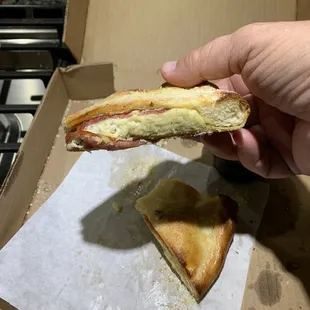 The Calzone, half was already eaten...very good dense and flavorful.  This would be a good starter for 4 people or a meal for 1-2 people.