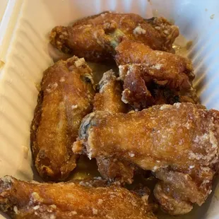 Garlic Parmesan wings.  Very tart.  Tastes more like lemon.