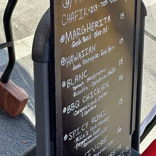 Pizzafik menu