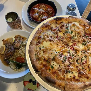 Pizza and chicken and meatballs oh my!