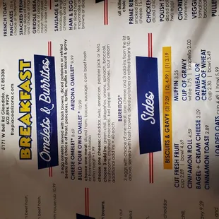 a menu for a restaurant