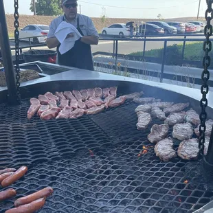 60. Grilled steaks over white oak for a wedding part over 100.