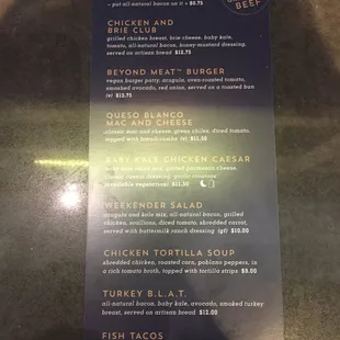 Food menu