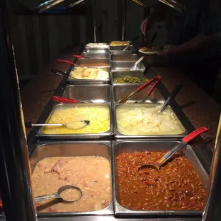 a buffet of different foods