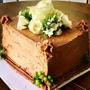 Custom Cake orders: Triple-layered Chocolate buttercream.