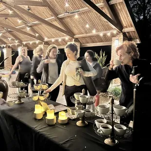 Catering hot chai cider before dinner for the "Treadsgiving" yoga event.