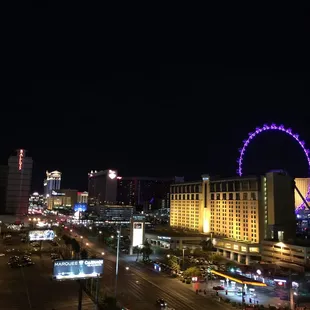 View of the strip from the hotel balcony