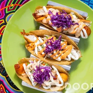 a plate of fish tacos