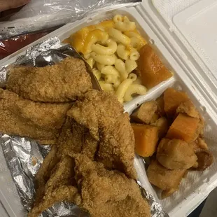 Fried Fillet Catfish Macaroni Cheese &amp; Yams
