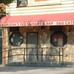 the entrance to the restaurant