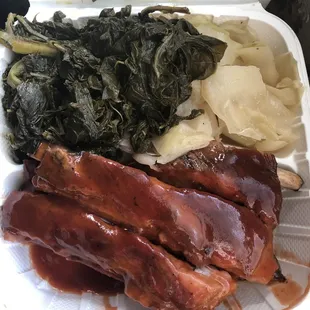 Ribs Greens Cabbage