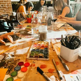 Watercolors and wine