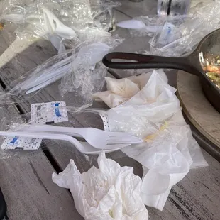 Trash and the only silverware they would give us