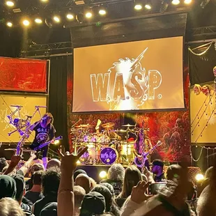 Setup for vintage concert with lots of old guys in the crowd